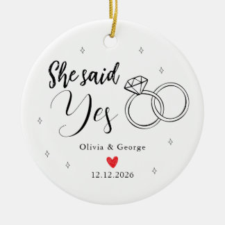 Zij Zei Ja Verlovingsringen Aangepast Koppel Keramisch Ornament