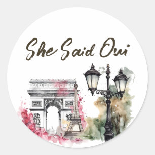 Zij zei Oui Paris Bruidsfeestje Ronde Sticker