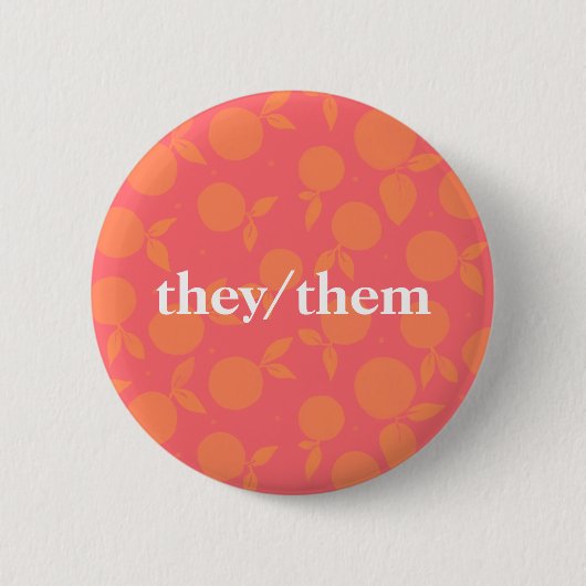 Zij/zij abstracte tangerinepatroon Button (Voorkant)