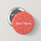 Zij/zij abstracte tangerinepatroon Button (Voorkant /achterkant)