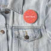 Zij/zij abstracte tangerinepatroon Button (In situ)