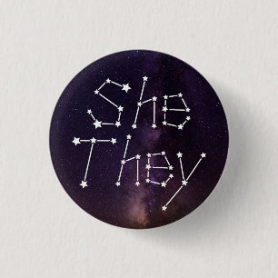 Zij/zij Galaxy Sterrennacht Sky Constellation Pro Ronde Button 3,2 Cm