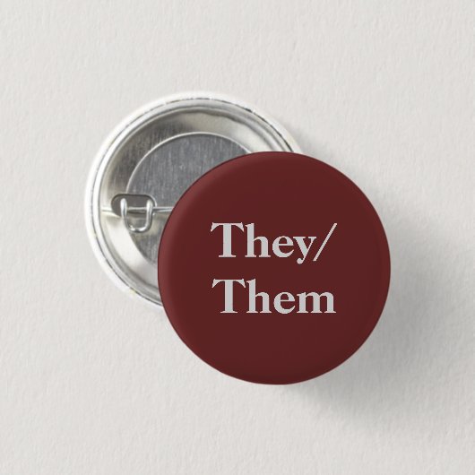 Zij/zij gewoon Bourgondië Ronde Button 3,2 Cm (Voorkant /achterkant)
