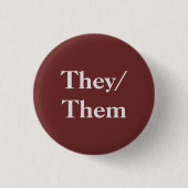 Zij/zij gewoon Bourgondië Ronde Button 3,2 Cm (Voorkant)
