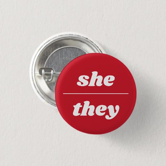 Zij/zij Pronoun Pin, 1¼ Inch Button (Voorkant /achterkant)
