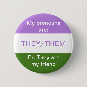 Zij/zij spreken de vlag van de knoop gender queer  ronde button 5,7 cm