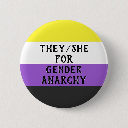 Zij/Zij voor Gender Anarchy Button (mild bg) (Voorkant)