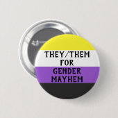 Zij/zij voor Gender Mayhem Button (onder de vlag v (Voorkant /achterkant)