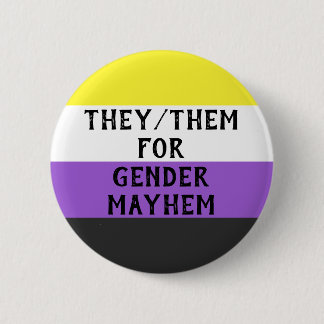 Zij/zij voor Gender Mayhem Button (onder de vlag v