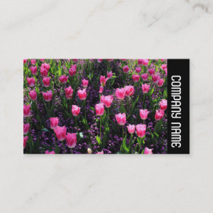 Zijband - Bed van roze tulpen Visitekaartje