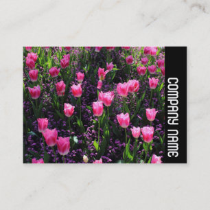 Zijband - Bed van roze tulpen Visitekaartje