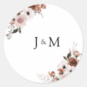 Zijde Bloemen Bruiloft Classic Ronde Sticker (Voorkant)