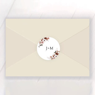 Zijde Bloemen Bruiloft Classic Ronde Sticker