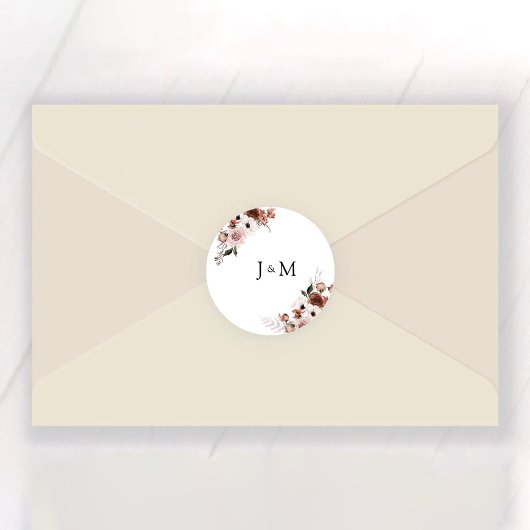 Zijde Bloemen Bruiloft Classic Ronde Sticker