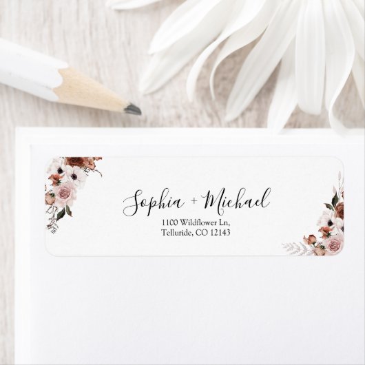 Zijde Bloemen Bruiloft Retouradres Label (Insitu)