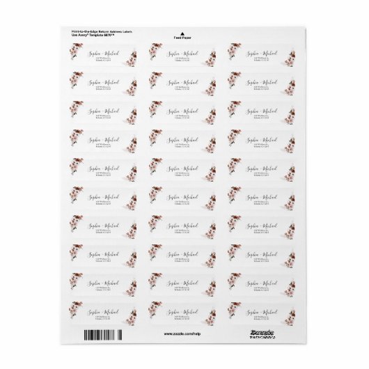 Zijde Bloemen Bruiloft Retouradres Label (Full Sheet)