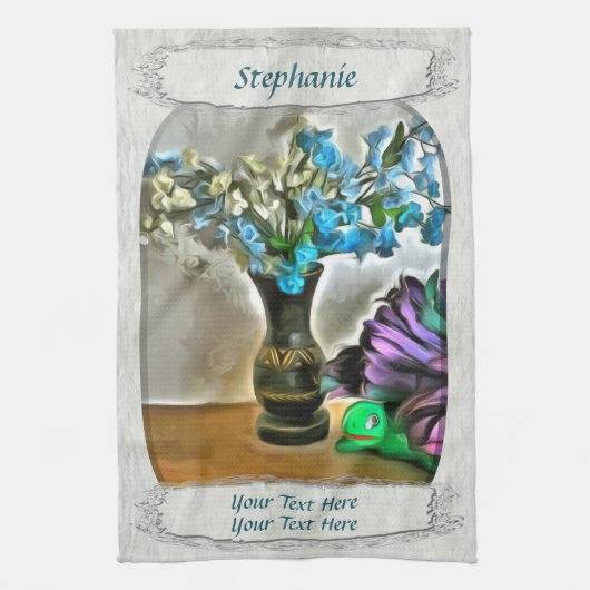 Zijde en Korn Husk Flowers 2190 Theedoek (Verticaal)