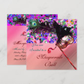 ZIJDE MARDI GRAS MASKERADE & CONFETTI KAART (Voorkant / Achterkant)