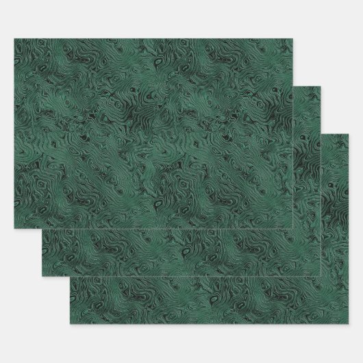 Zijde Moire Klein Patroon In Bosgroen Inpakpapier Vel (Set)