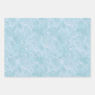 Zijde Moire Klein Patroon in Helder Aqua Inpakpapier Vel
