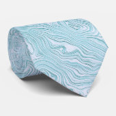 Zijde Moire Klein Patroon In Heldere Aqua Stropdas (Opgerold)