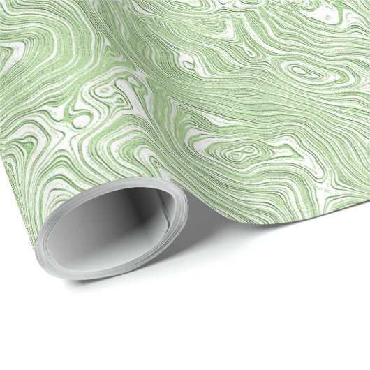 Zijde Moire Klein Patroon In Lime Groen Cadeaupapier (Rol Hoek)