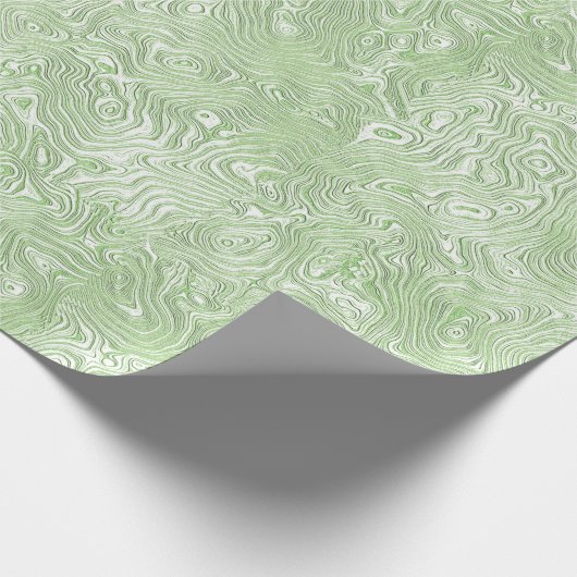 Zijde Moire Klein Patroon In Lime Groen Cadeaupapier (Hoek)