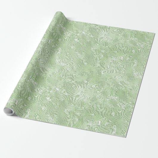 Zijde Moire Klein Patroon In Lime Groen Cadeaupapier (Uitgerold)