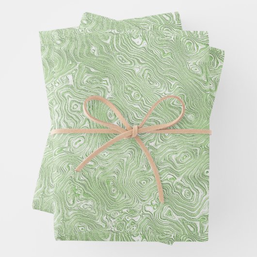 Zijde Moire Klein Patroon In Lime Groen Inpakpapier Vel (In situ)