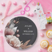 Zijde Roze Boho Peony Tuin Stoffig Roos Bruiloft Papieren Bordje (Feest)