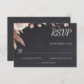 Zijde Roze Boho Peony Tuin Stoffig Roos Bruiloft RSVP Kaartje (Voorkant / Achterkant)