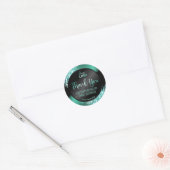 Zijdeachtig zwart Blauwgroen glitter dank u Logo Ronde Sticker (Envelop)