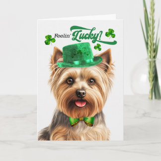 Zijdeachtige Terriër Felt Lucky St Patrick's Day Feestdagen Kaart