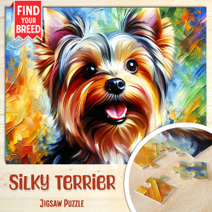 Zijdeachtige Terriër Hond Portret Acryl Kunstprint Legpuzzel