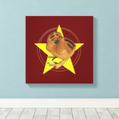 Zijdehoen Rood Kuiken Ster Canvas Afdruk (Insitu (Houten vloer))