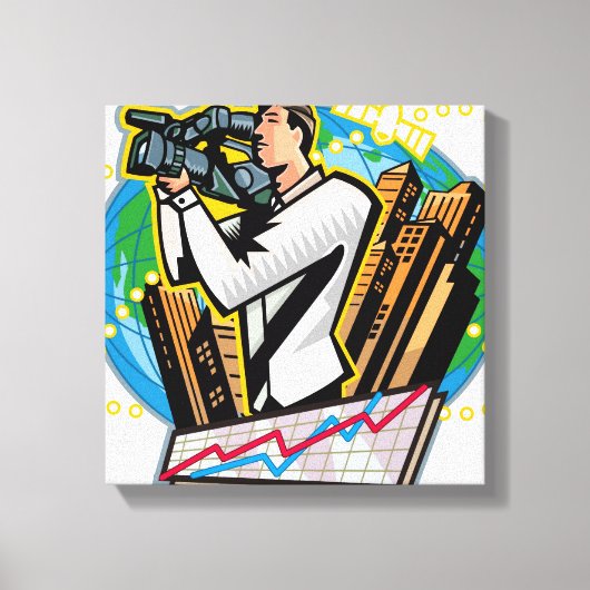 Zijdelings uitzicht van het man schieten canvas afdruk (Voorkant)