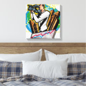 Zijdelings uitzicht van het man schieten canvas afdruk (Insitu (Slaapkamer))