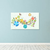 Zijdelings uitzicht van kinderen die op boomtak sp canvas afdruk (Insitu (Houten vloer))