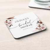 Zijden bloemige bruidsdouche drankvilt bier onderzetter (Linkerzijde)