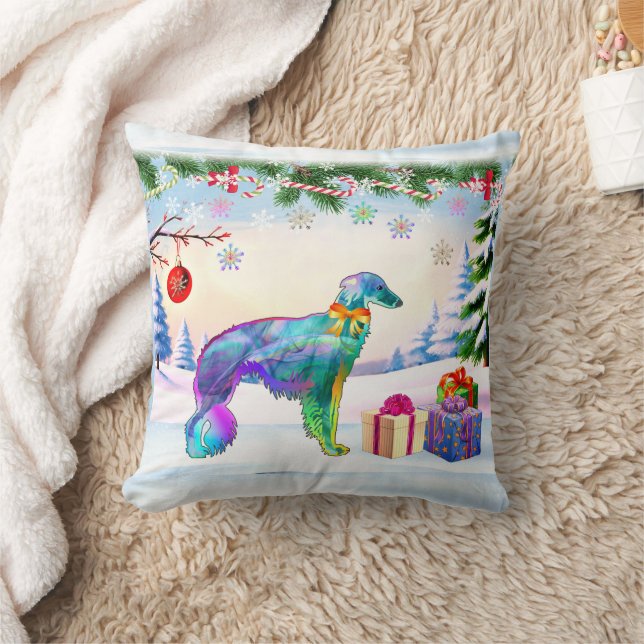 Zijden Windhound Kerstmis Kussen (Deken)