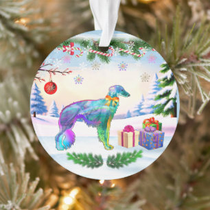 Zijden Windhound X-mas Ornament