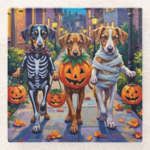 Zijden Windhoundhonden in Halloween-kostuums Glazen Onderzetter