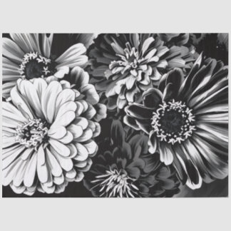 Zijdepapier zwart en witte bloemen tissuepapier