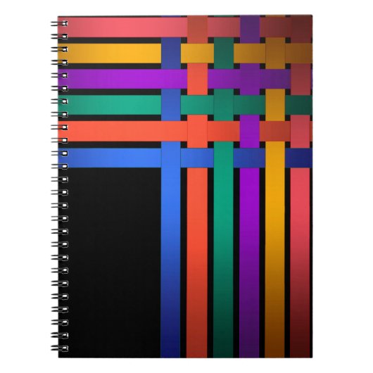 Zijderlinten vormen zwart achtergrondpatroon notitieboek (Voorkant)