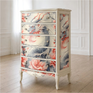 Zijderoute Draak Roze Bloemige Fijne Kunst Decou Tissuepapier