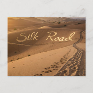 Zijderoute Woestijn Landschap Typografie Kunst Briefkaart