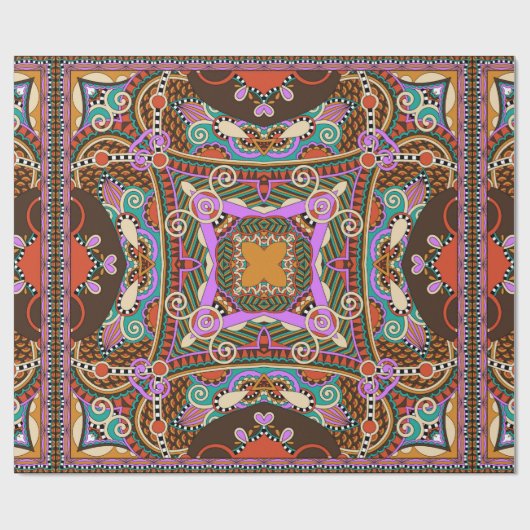 zijderupskarakter of vierkant voorontwerp van zijd cadeaupapier (Vlak)