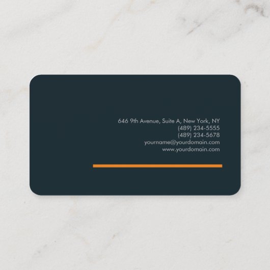Zijderzijde Eenvoudig Oranje blauw grijs minimalis Visitekaartje (Achterkant)