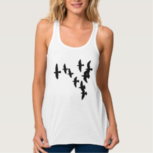 Zijdeschatten van een vogelzwerm tanktop