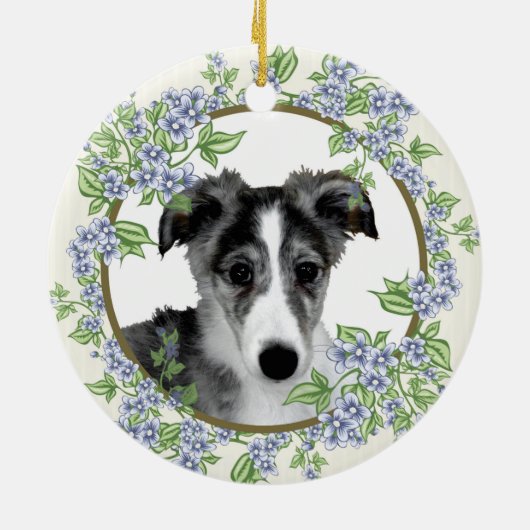 Zijdewindhond Puppy Keramisch Ornament (Achterkant)